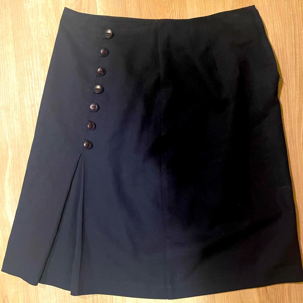 Vintage Pursuits Button Detail Zip Midi Skirt